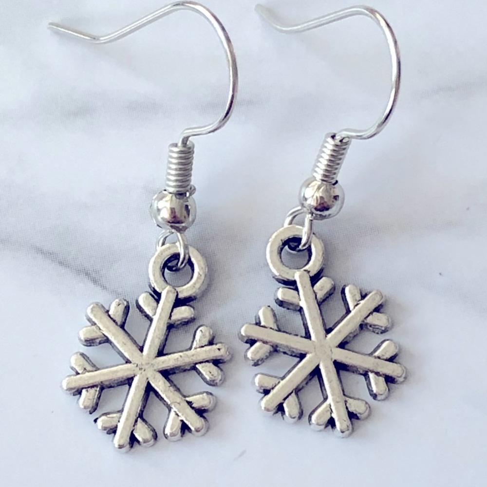 New Dainty Drop Snowflake Winter Christmas Holiday Cute Hand Crafted Earrings